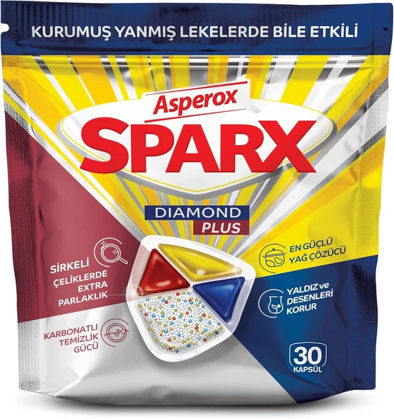 Asperox Sparx Diamond 30'Lu Bulaşık Makinesi Deterjanı ürün görseli 1