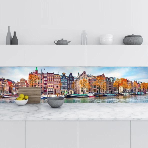 Mutfak Tezgah Arası Folyo Fayans Kaplama Folyosu Amsterdam 60X400 Cm ürün görseli 1