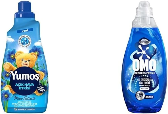 Yumoş Hava Gelincik 1440Ml + Express Fresh Beyaz 1480Ml Deterjan Yumuşatıcı Seti ürün görseli 1