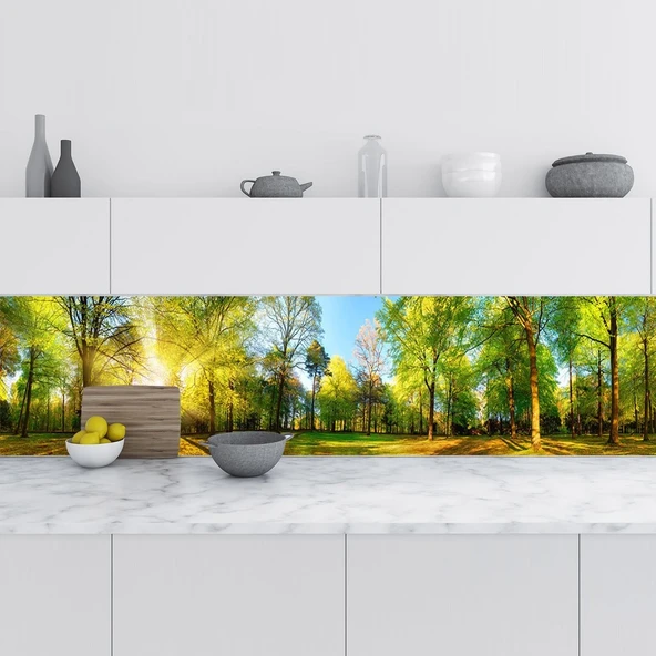 Mutfak Tezgah Arası Folyo Fayans Kaplama Folyosu Bahar Manzarası 60X500 Cm ürün görseli 1