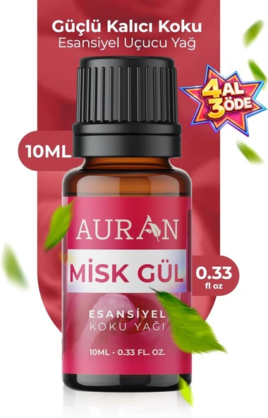 Auran Misk & Gül Esansiyel Uçucu Koku Yağı Difüzor Esansı Buhurdanlık Yağı Aromaterapi Yağı 10Ml ürün görseli 1
