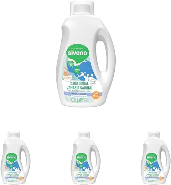 Siveno%100 Doğal Çamaşır Sabunu Bitkisel Deterjan Yumuşatıcı Gerektirmez Konsantre Vegan 750 Ml (4 Paketi) ürün görseli 1