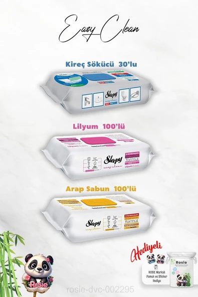 Arap Sabun Lilyum Katkılı Sleepy 100'Lü, Kireç Sökücü 30'Lu Temizlik Havlusu Rosie Hediye ürün görseli 1