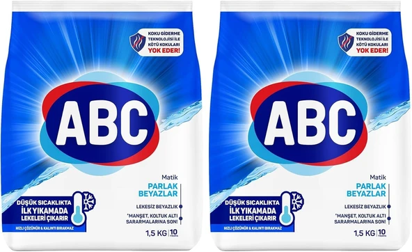 Abc Deterjan Matik Parlak Beyazlar 1,5 Kg (2 Paketi) ürün görseli 1
