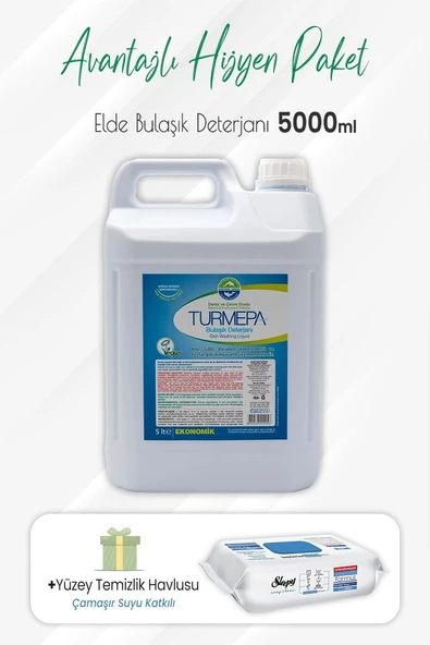 Turmepa Elde Yıkama Bulaşık Deterjanı 5 Lt Çamaşır Sulu Yüzey Temizlik 100' Lü ürün görseli 1
