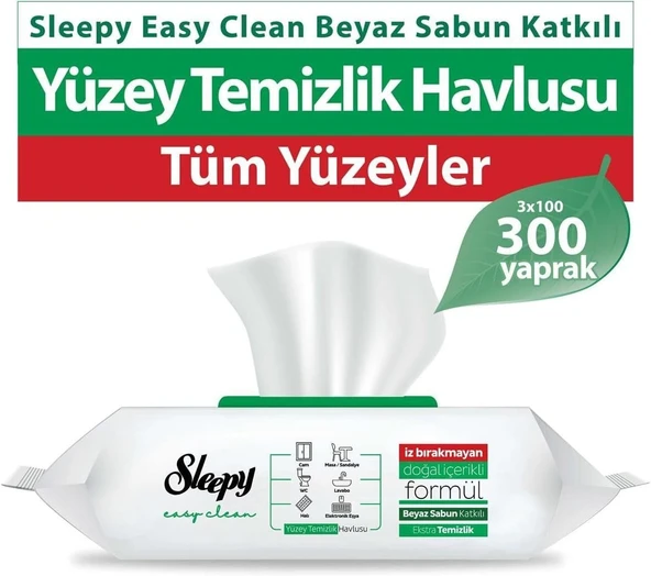Sleepy Easy Clean Yüzey Temizlik Havlusu 100 Yaprak X 3 Adet ürün görseli 1