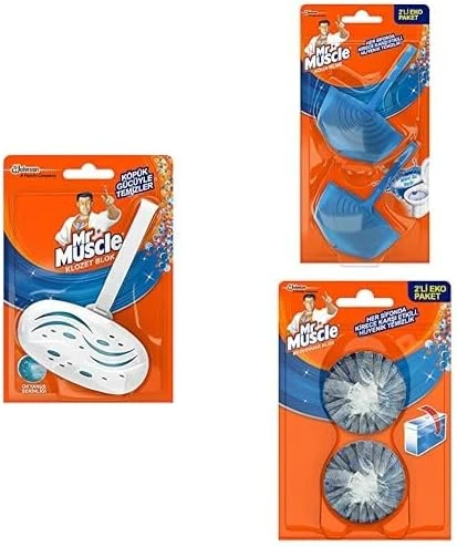 Mr Muscle Okyanus Serinliği 1 Adet Klozet Bloğu + Mr Muscle Aqua 2'Li Klozet Bloğu (1 X 2 Adet) + Mr Muscle Rezervuar Blok 2'Li Paket (1 X 2 Adet) ürün görseli 1
