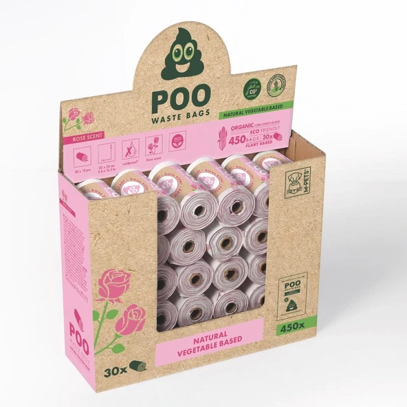 M-Pets Poo Dişki Poşeti̇ 15 Yaprak Gül Kokulu 30Lu Paket ürün görseli 1