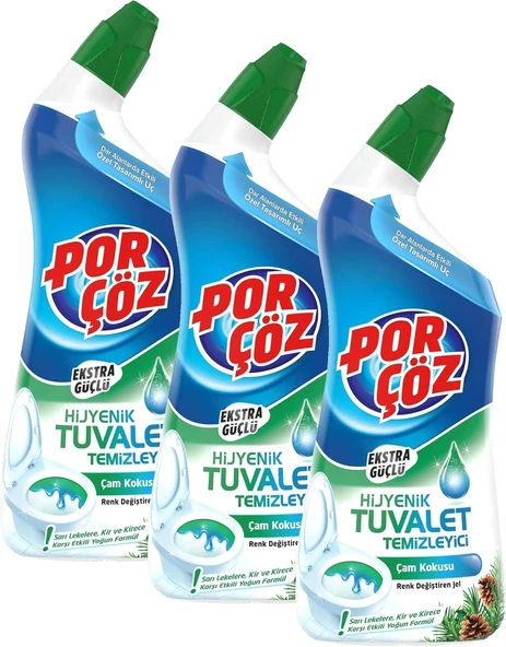 Porçöz Tuvalet Temizleyici Jel Ekstra Güçlü Çam Kokulu 750 Ml (3 Paketi) ürün görseli 1
