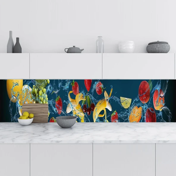 Mutfak Tezgah Arası Folyo Fayans Kaplama Folyosu Meyveler 60X400 Cm ürün görseli 1