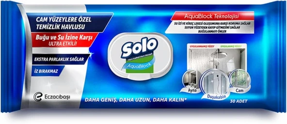 Solo Aquablock Cam Yüzeylere Özel Temizlik Havlusu 30 Yaprak ürün görseli 1