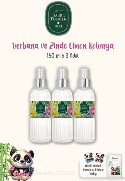 3'Lü Verbena & Zinde Limon Kolonyası 150 Ml Doğal Rosie ürün görseli 1