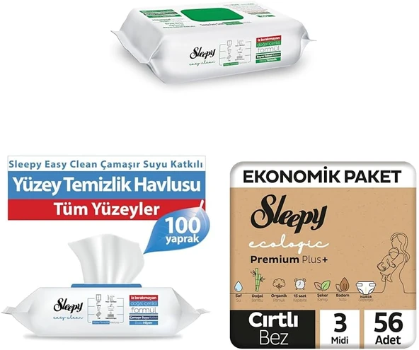 Sleepy Beyaz Sabun Katkılı (2X) + Çamaşır Suyu Katkılı (2X) + Ecologic Ekonomik Paket Bebek Bezi 3 Numara ürün görseli 1