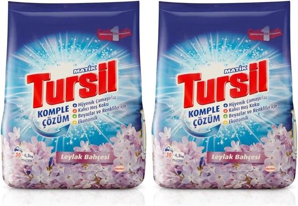 Tursil Matik Toz Çamaşır Deterjanı Maksimum Güç Taze Kır Çiçekleri 4,5 Kg 30 Yıkama, Kır Çiçekleri 4.5Kg (2 Paketi) ürün görseli 1