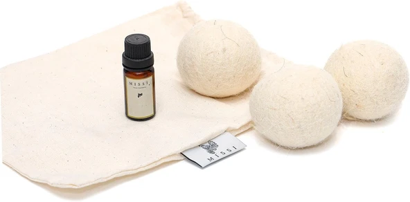 3 Adet Yün Çamaşır Kurutma Topu + 10Ml Hanımeli Esansı ürün görseli 1