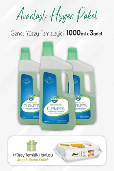 Turmepa Genel Yüzey Temizleyici 1 Lt X 3 Adet Arap Sabunlu Yüzey Temizlik 100' Lü ürün görseli 1