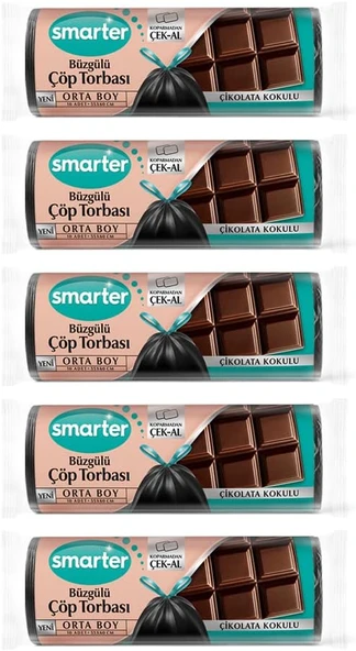 Smarter 5 Adet Büzgülü Çi̇kolata Kokulu Orta Boy Torbasi Poşeti̇ ürün görseli 1