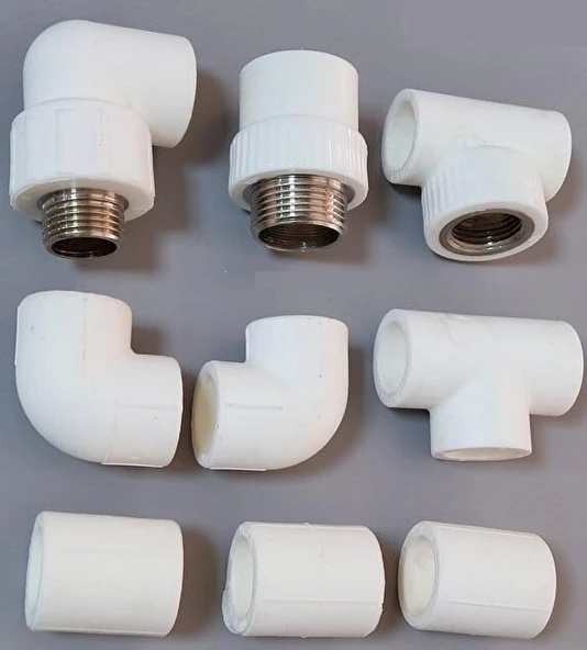 Pvc Boru, Pprc Kalorifer Doğalgaz Su Tesisatı Bağlantı Parçaları Seti, 20Mm X 1/2 Inç, 9 Parça ürün görseli 1