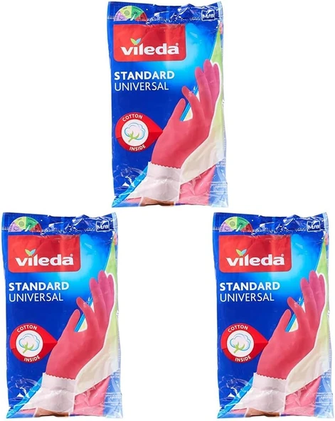 Vileda 131429 Standart Eldiven,%100 Doğal Lateks, M 3Lü Paket ürün görseli 1