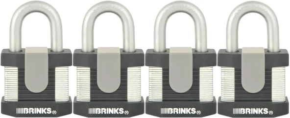 Brinks - 50 Mm Ticari Lamine Çelik Anahtarlı Asma Kilit, 4'Lü Paket - Bor Çelik Kelepçeli Katı Çelik Gövde ürün görseli 1
