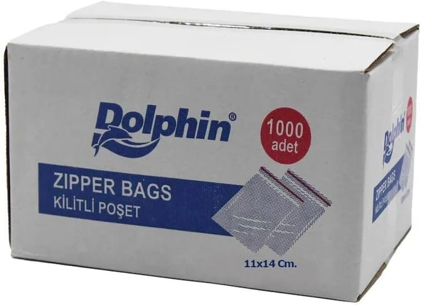 Dolphin Kilitli Şeffaf Buzdolabı Kilitli Saklama Poşeti Torba - 11X14 Cm. - 1000 Adet - Kutu ürün görseli 1