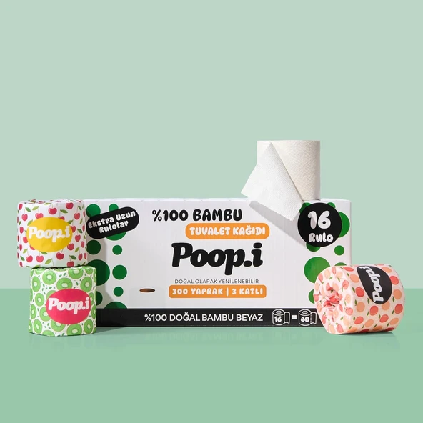Bambu "Extra Uzun Rulo" 16 Tuvalet Kağıdı Fruity Loop Doğal Beyaz ürün görseli 1