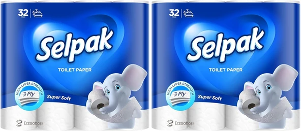 Selpak Tuvalet Kağıdı, 3 Katlı, 32'Li, 1 Paket (1 X 32 Adet) (2 Paketi) ürün görseli 1