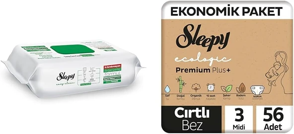 Sleepy Beyaz Sabun Katkılı Yüzey Temizlik Havlusu (2X) + Ecologic Ekonomik Paket Bebek Bezi 3 Numara ürün görseli 1