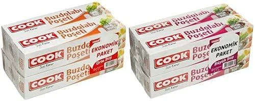 Cook Buzdolabı Poşeti 3+1 Ekonomik Paket, Orta Boy 24 X 38 Cm (1 X 4 Adet) Cook Buzdolabı Poşeti 3+1 Ekonomik Paket Büyük Boy 30 X 45 Cm ürün görseli 1
