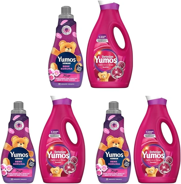 Yumoş Sıvı Canlandırıcı Renkliler 1690 Ml + Yumoş Uzman Renk Koruma Yumuşatıcı 1200 Ml (3 Paketi) ürün görseli 1