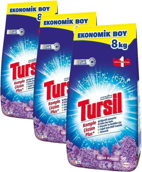 Tursilmatik Leylak Bahçesi Toz Çamaşır Deterjan 8 Kg, Leylak Bahçesi 8Kg (3 Paketi) ürün görseli 1