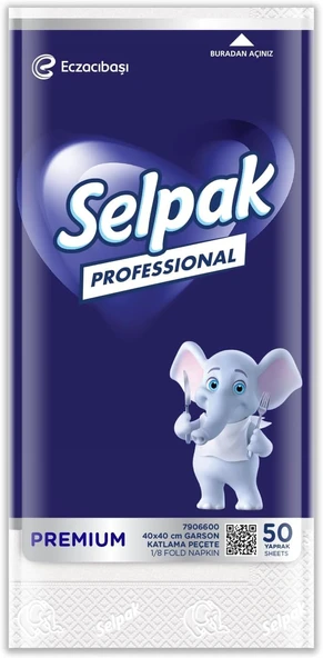 Selpak Professional Garkat Peçete, 40X40, Beyaz ürün görseli 1