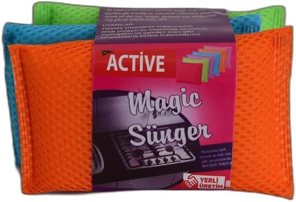 Magic Renkli Sünger Temizlik Mutfak Bulaşık Süngeri Karışık Renk 3 Lü Eko Paket ürün görseli 1