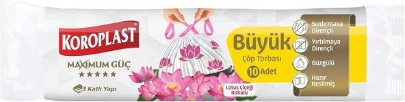 Korosplast Lotus Çiceği Kokulu Büzgülü Poşeti, Büyük ürün görseli 1