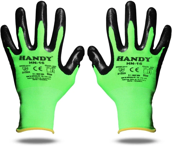 Handy Hn-16 Nitril Kaplama İş Eldiveni Sanayi İnşaat Usta Eldiven 10/Xl (1 Çi̇ft) ürün görseli 1