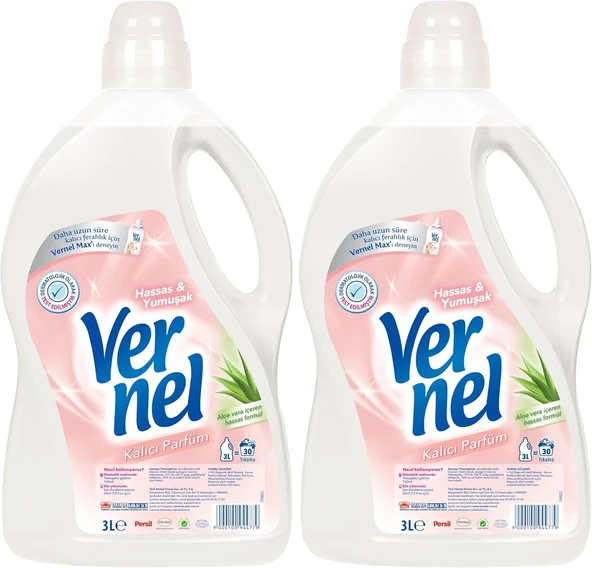Vernel Hassas & Yumuşak Kalıcı Parfüm 30 Yıkama Çamaşır Yumuşatıcısı (1 X 3000 Ml) 2Li Paket ürün görseli 1