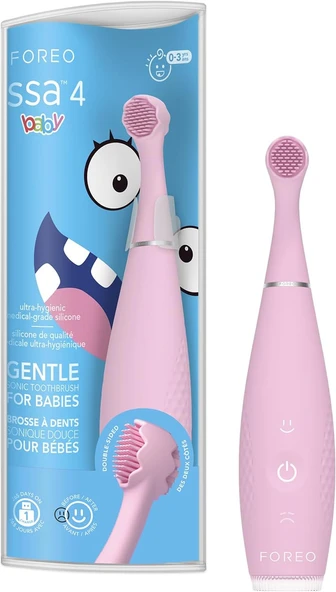 Foreo Issa 4 Baby – Bebekler Için Silikon Sonik Fırçası Seti, Çift Taraflı Kıllar, Eğlenceli Gülümseme, Eti Masajı, Ekstra Başlıkla 12 Ay Bakım, Seyahat Dostu - İnci Pembesi ürün görseli 1