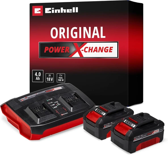 Power X-Change Başlangıç Kiti Akü Şarj (Li-Ion, V, 2 X 4.0 Ah Akü Twincharger Şarj Cihazı, Tüm Power X-Change Cihazları Ile Uyumlu) - 4512112 ürün görseli 1