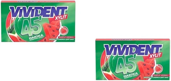 Vivident 45 Dakika Karpuz Aromalı Şekersiz-Tatlandırıcılı Şerit Sakız 26G (2 Adet) ürün görseli 1