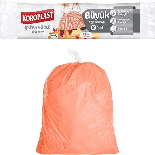 Ekstra Güçlü Orkide Kokulu Orta Boy Büzgülü Torbası 15'Li 55X57 Cm, Kolay Bağlanır Kokulu Büzgülü Orta Boy Torbası, Sızdırmaz, Yırtılmaz, Geri Dönüştürülebilir Atık Torbası ürün görseli 1