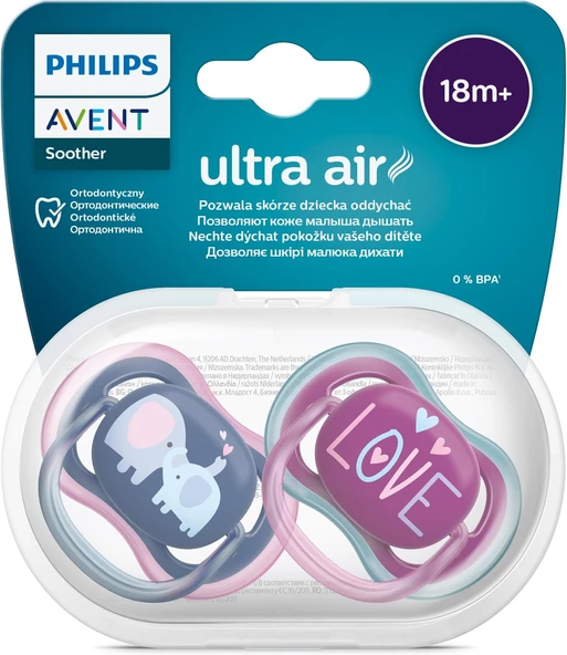 Air Emzik, Ay+, Kız Bebekler Için, 2’Li Paket, Ortodontik Silikon, Geniş Hava Delikli, Mikrodalga Sterilize Edilebilir, Bpa İçermez, Taşıma Kutulu, Scf349/22 ürün görseli 1