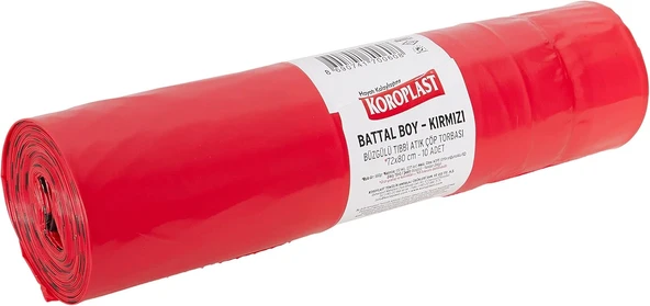 Koroplast Büzgülü Atık Poşeti Battal Boy 72X80 Cm, 10X10'Lu Sızdırmaz Yırtılmaz Profesyonel Poşeti, Geri Dönüştürülebilir Kolay Bağlanır Atık Torbası, Hastane Büzgülü Poşet ürün görseli 1