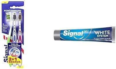 Signal Etkin Temizliği 2+1 Orta Fırçası Signal White System Macunu 2 Haftada Daha Beyaz Dişler 75 Ml ürün görseli 1