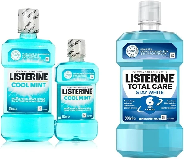Listerine Coolmint Ağız Bakım Suyu 500 Ml 250 Ml Listerine Total Care Stay White Günlük Ağız Bakım Suyu 500 Ml ürün görseli 1