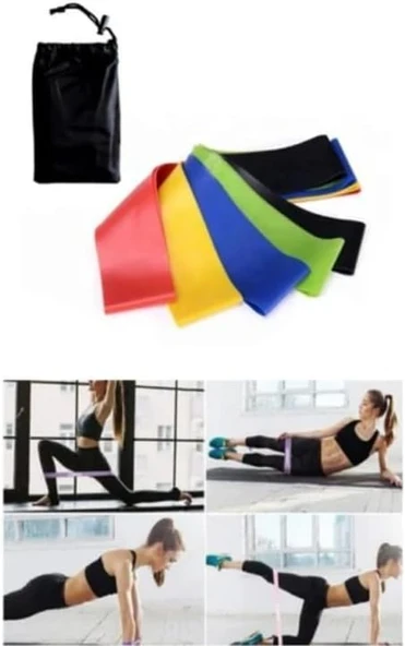 5 Farklı Seviyeli Çantalı Pilates Direnç Bandı Seti ürün görseli 1