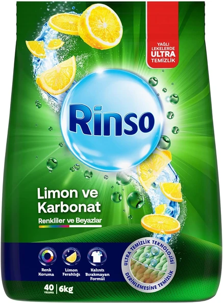 Rinso Toz Çamaşır Deterjanı Limon Karbonat Renkliler Beyazlar İçin 6 Kg ürün görseli 1
