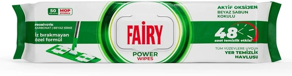Power Wipes Mop Uyumlu Yer Temizlik Havlusu 50 Yaprak | Beyaz Sabun | Beyaz Sirke & Karbonat | 48 Saat Temizlik Etkili | İz Bırakmayan Formül ürün görseli 1