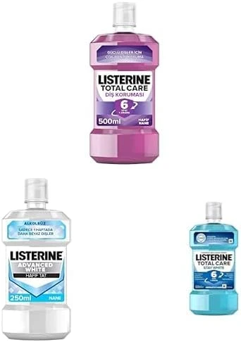 Listerine Total Care 500Ml + Advanced White 250Ml + Total Care Stay White 500Ml (3’Lü Set) ürün görseli 1