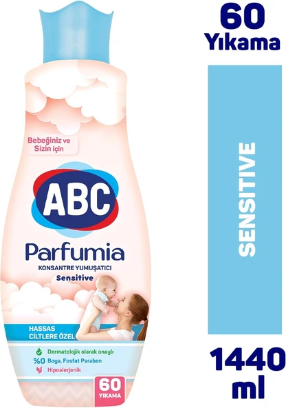 Abc Deterjan Parfumia Sensitive Bebeklere Özel 60 Yıkama Çamaşır Yumuşatıcısı (1 X 1440 Ml) ürün görseli 1