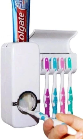 Mobee Otamatik Macunu Sıkacağı 5 Adet Fırçalığı Macun Sıkacak Fırçası Banyo Askı Seti ürün görseli 1